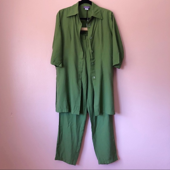 Vintage Matcha Blouse Pants Set - Picture 2 of 4